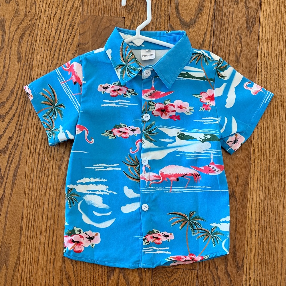 Boys Blue Hawaiian Shirt Like New